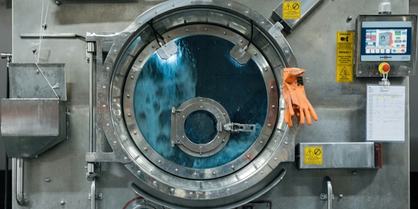 An industrial washing machine