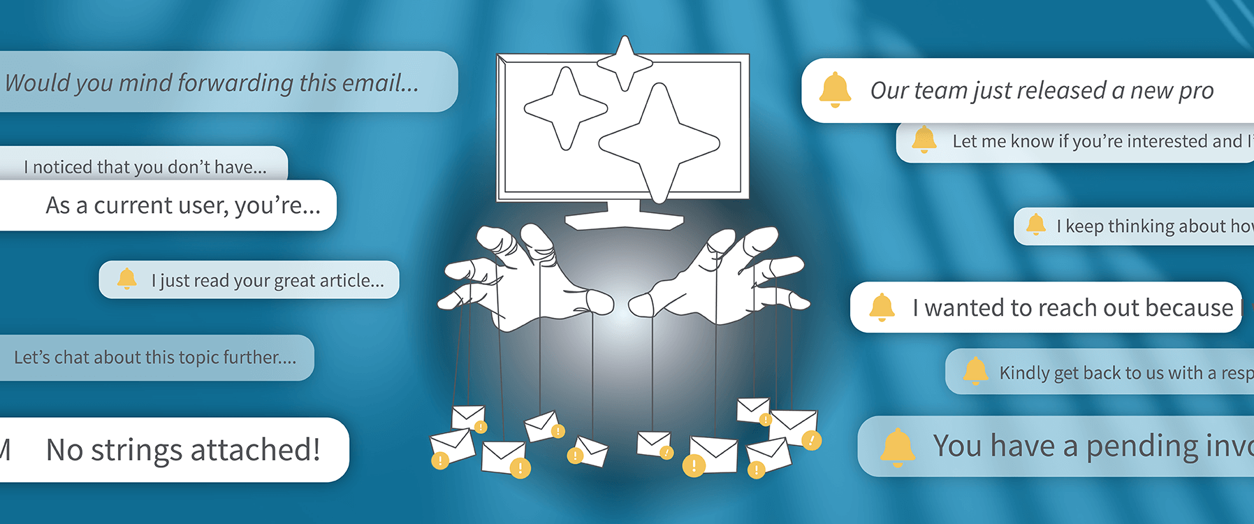 Illustration of an AI-driven computer with hands
