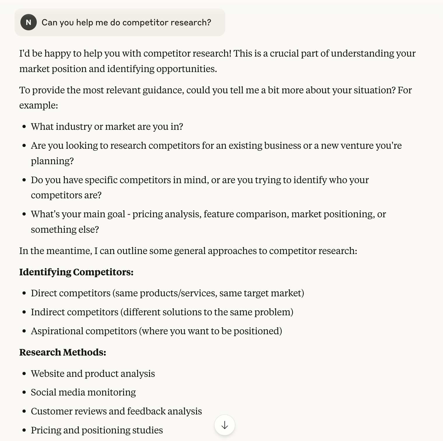 claude ai competitor research prompt