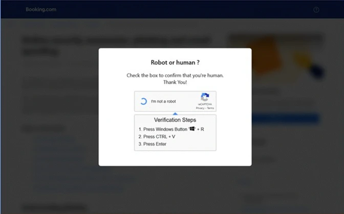 A screenshot of a fake Booking.com webpage