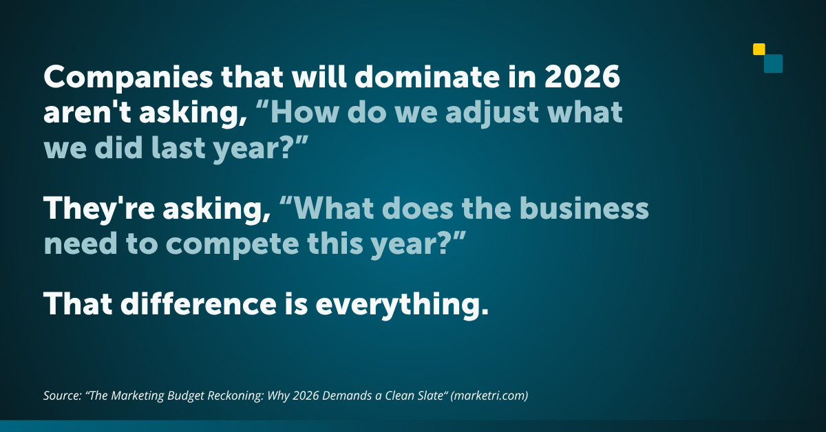 Companies that will dominate in 2026 aren't asking, “How do we adjust what we did last year?”