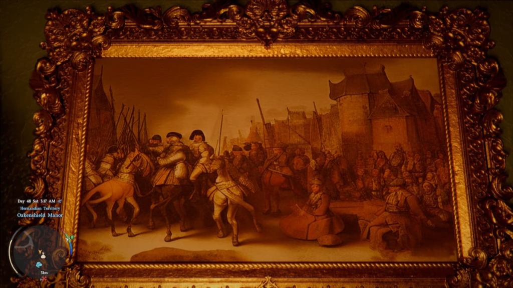 AI-generated painting depicting a battle scene in Crimson Desert