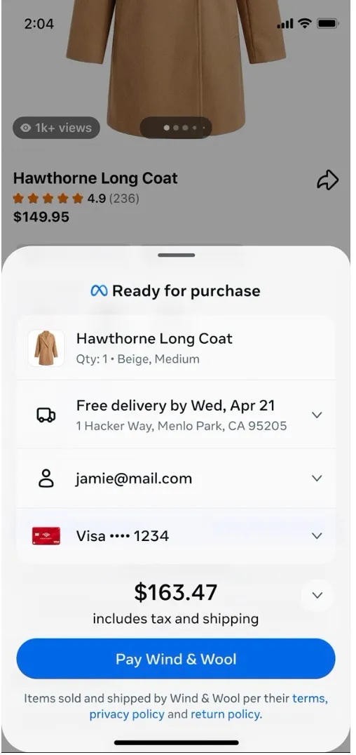 Meta In-App Checkout