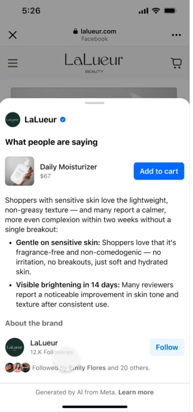 Meta AI Shopping Summary