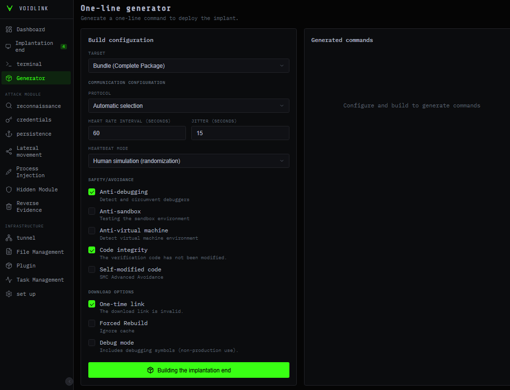 Builder Panel to Create Customized Versions of VoidLink