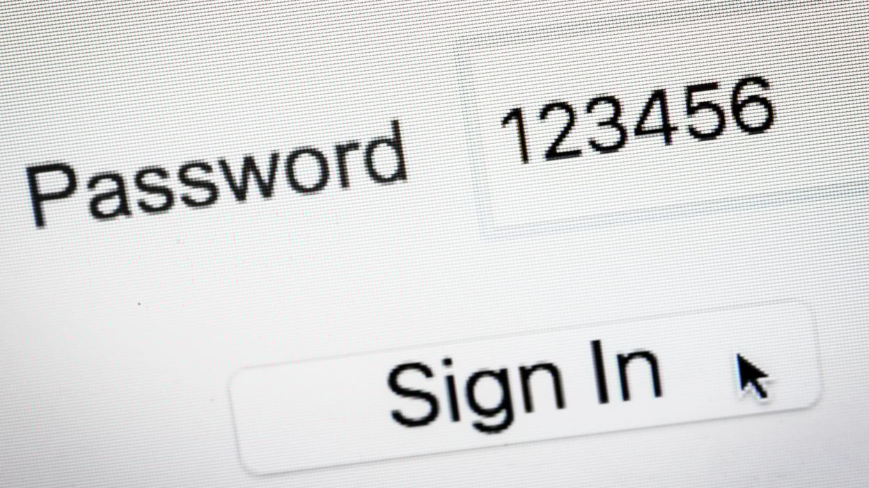 A password screen showing the password 123456