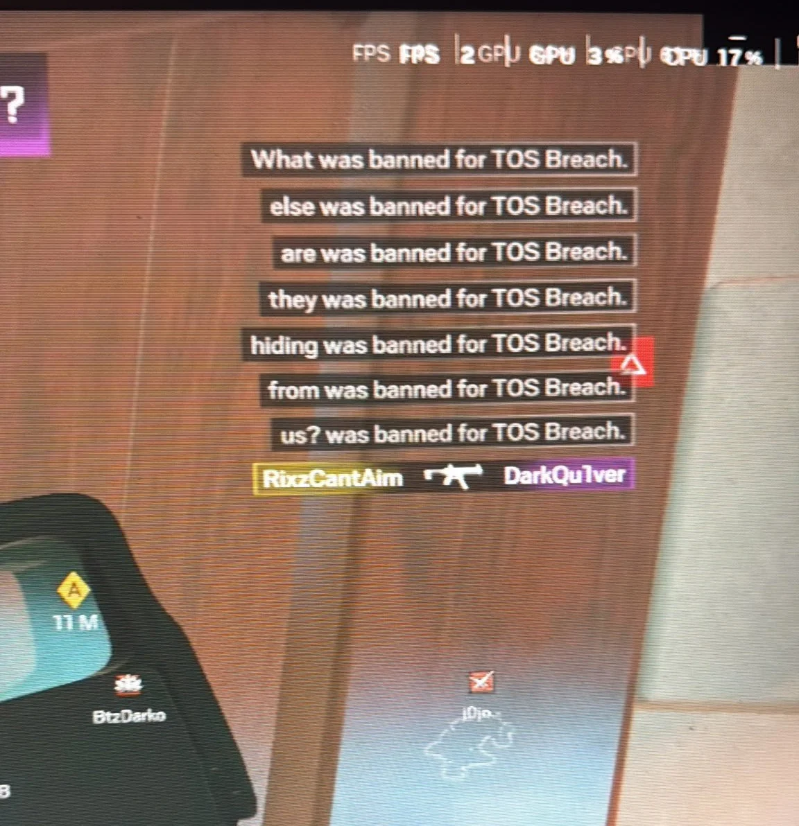 Fake ban messages on the Rainbow Six Siege ban ticker