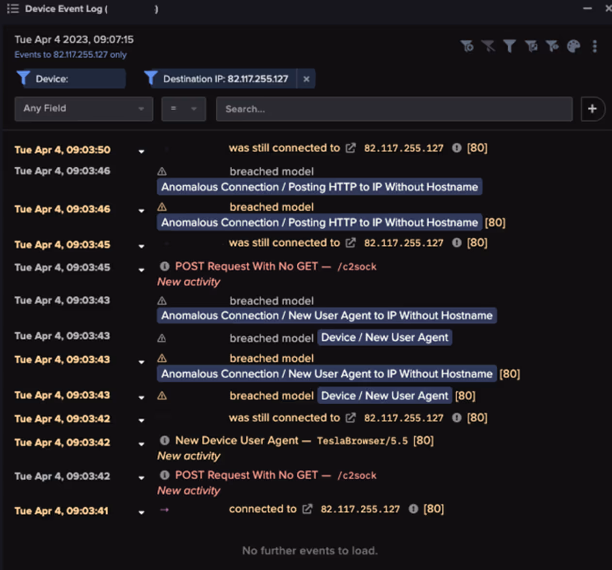Device Event Log