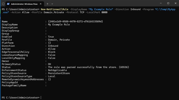 screen shot showing how to create a new firewall