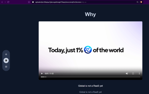 Video advertisement on the data leak site