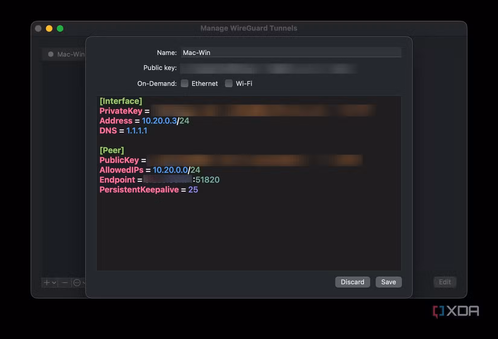wireguard w0.confg file on MacBook