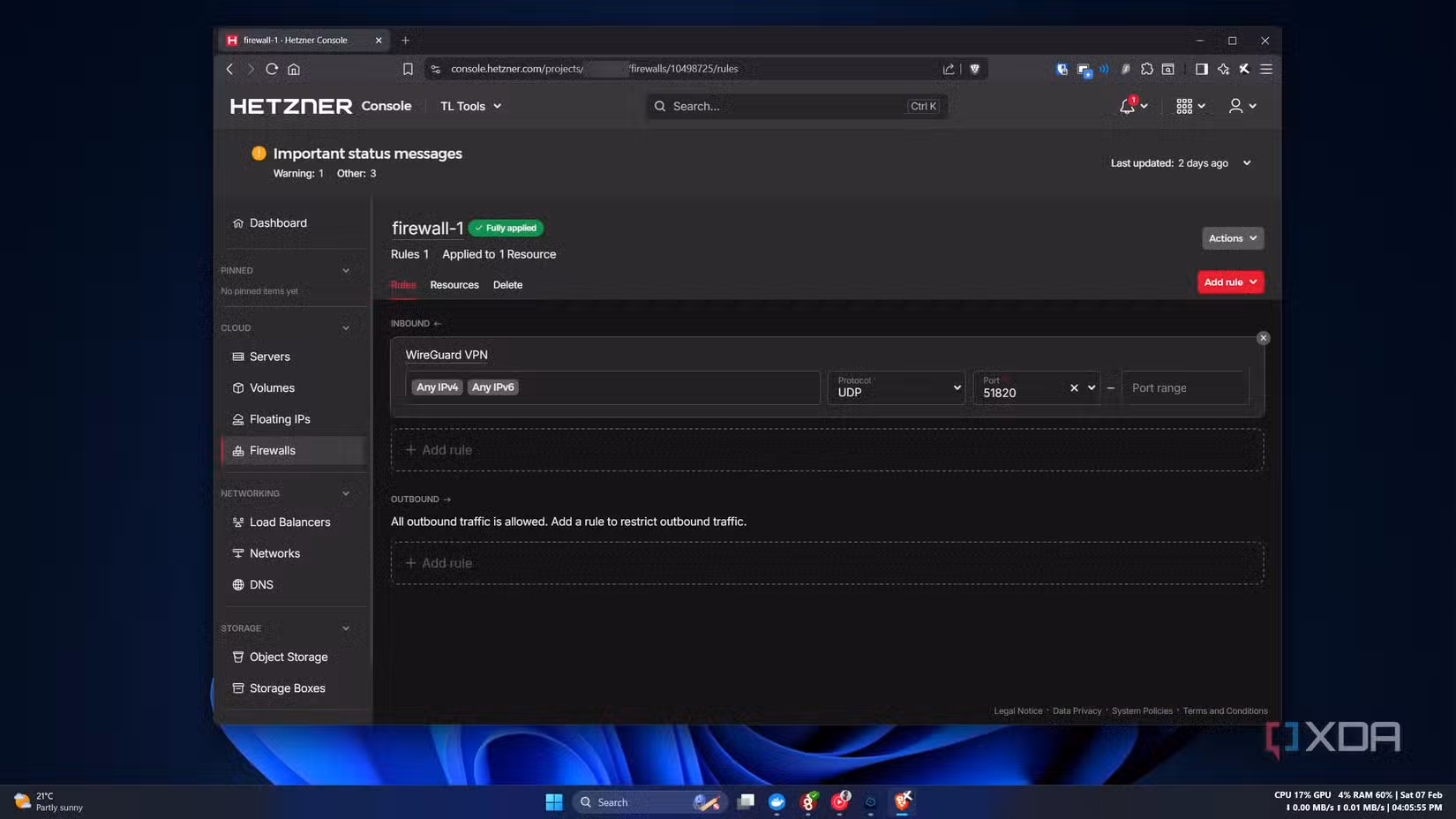 wireguard hetzner firewall setup