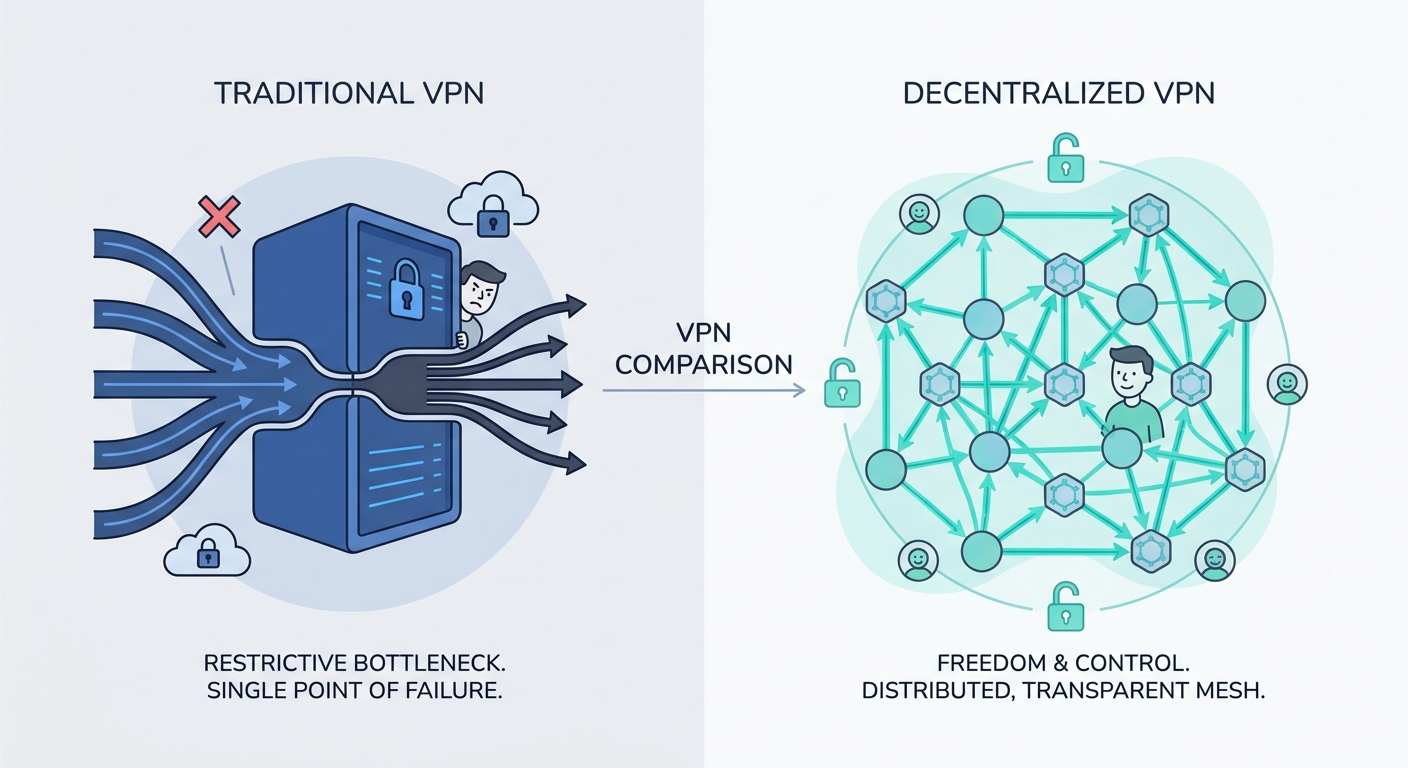 Decentralized VPN (dVPN) vs. Traditional VPN: Why Privacy-Preserving VPNs Are the Future