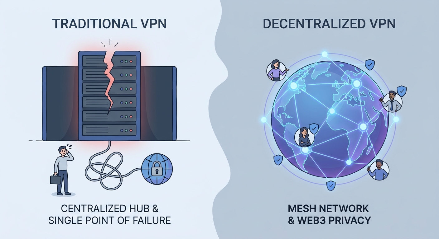 Decentralized VPN (dVPN) vs. Traditional VPN: Why Web3 Privacy is the New Standard