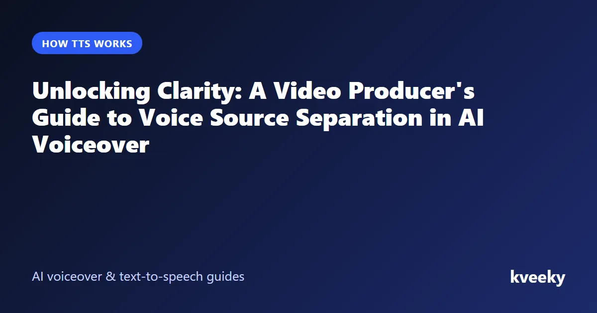 Unlocking Clarity: A Video Producer's Guide to Voice Source Separation in AI Voiceover