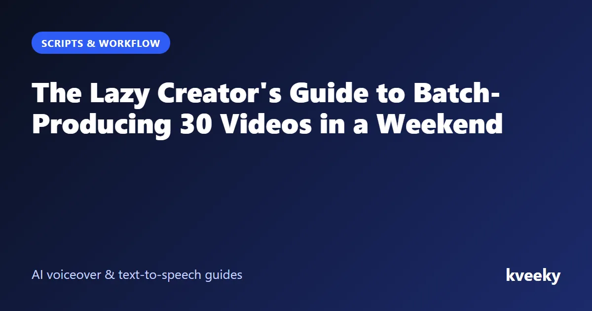 The Lazy Creator's Guide to Batch-Producing 30 Videos in a Weekend