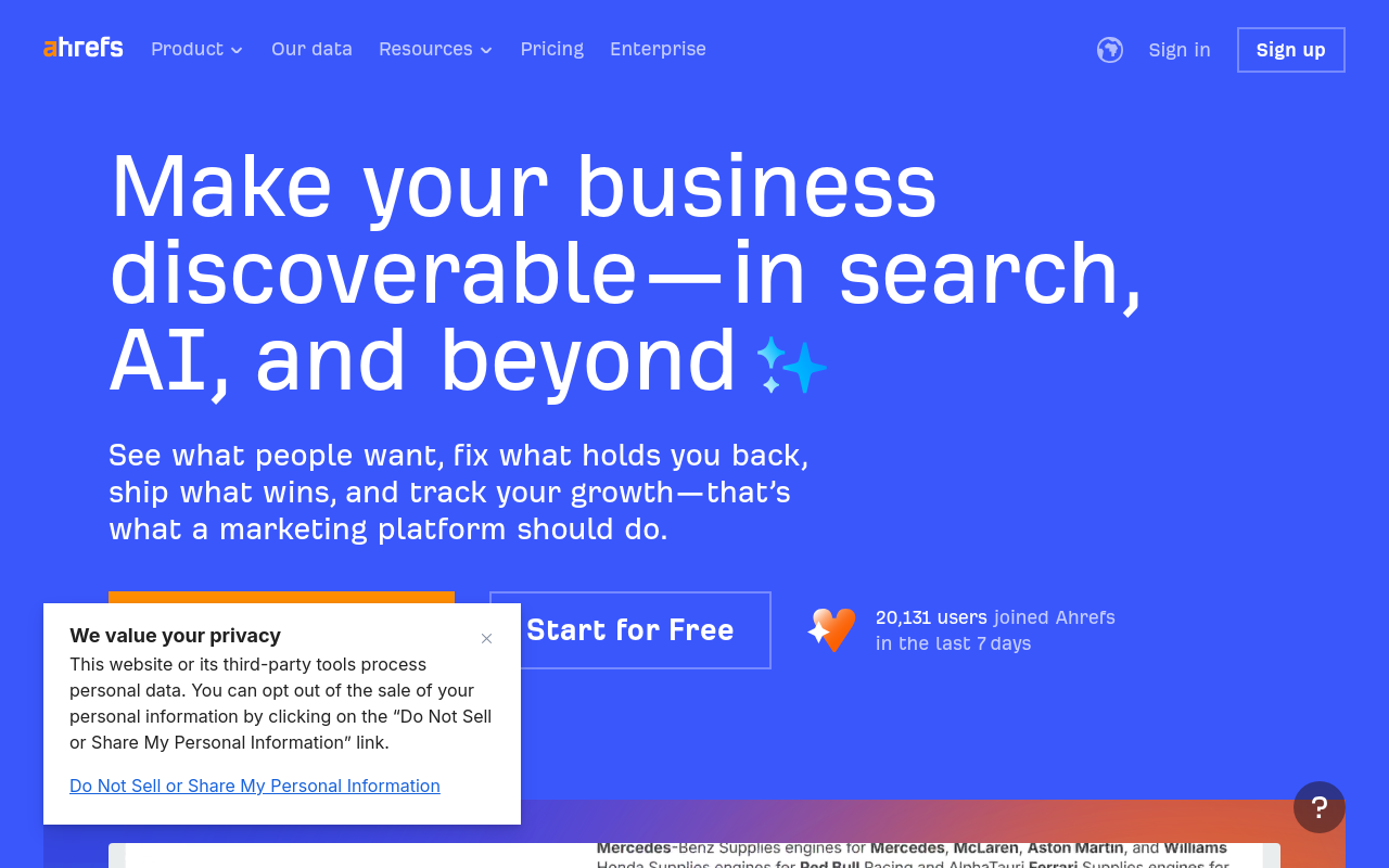 Screenshot of Ahrefs