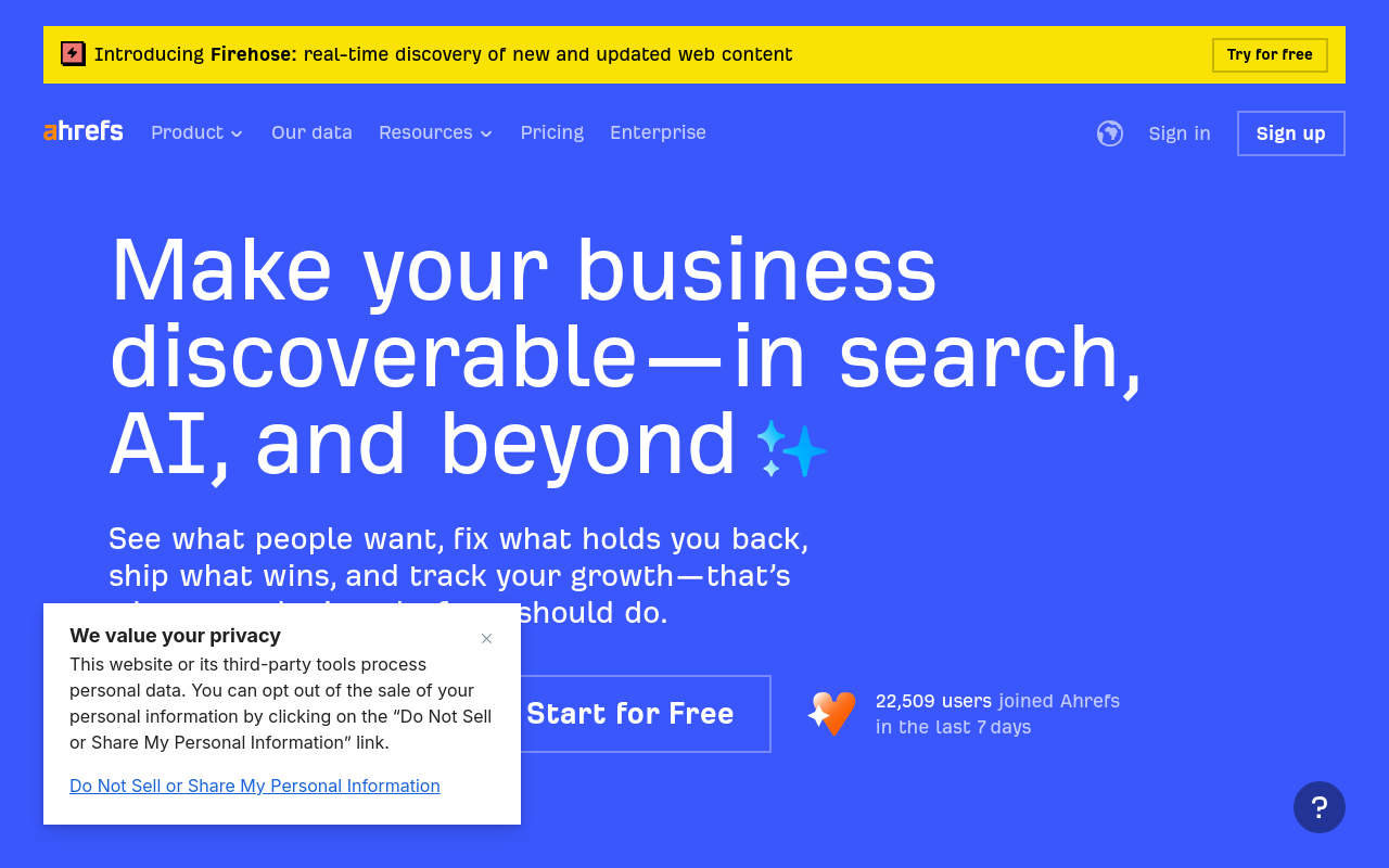 Screenshot of Ahrefs