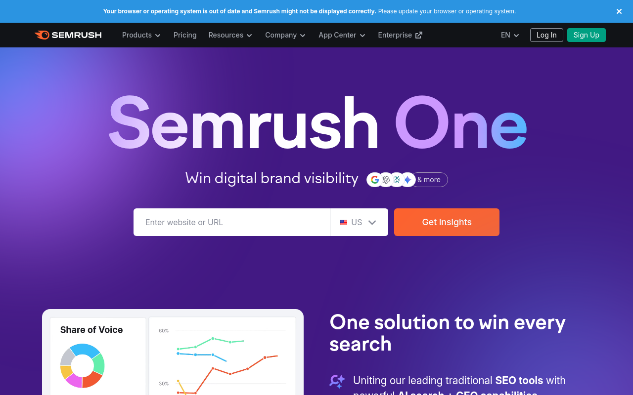 Screenshot of Semrush
