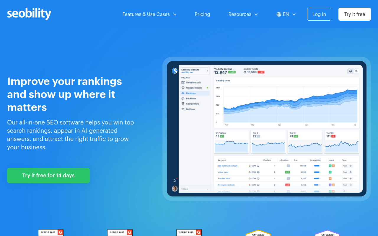 Screenshot of Seobility