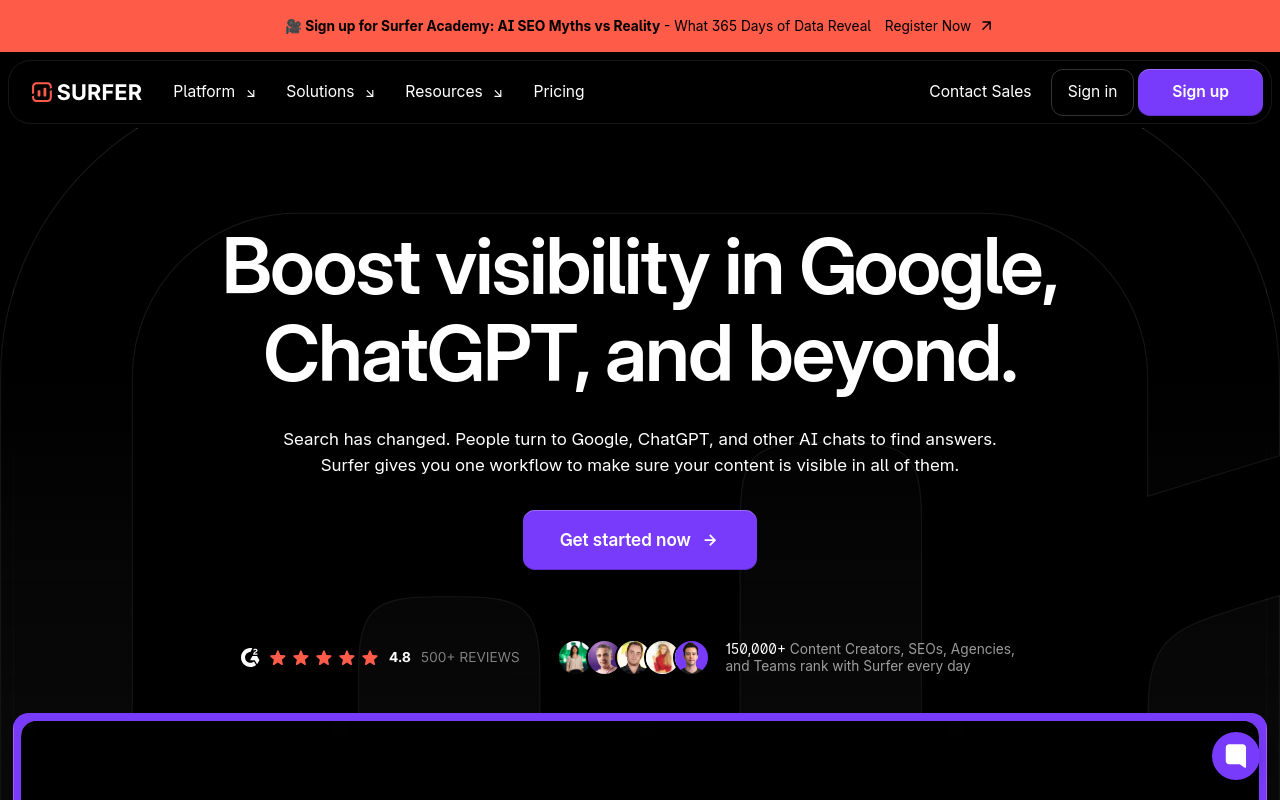 Screenshot of Surfer SEO