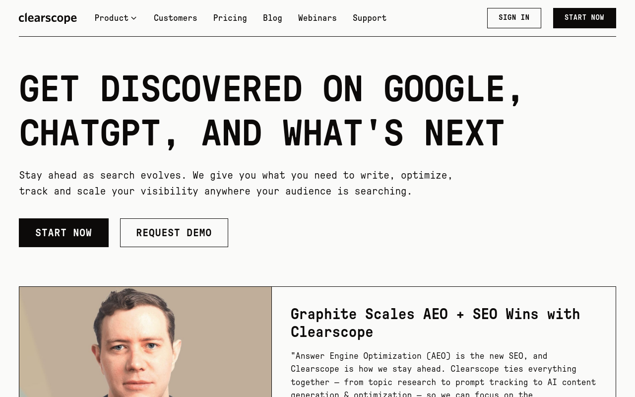 Screenshot of Clearscope