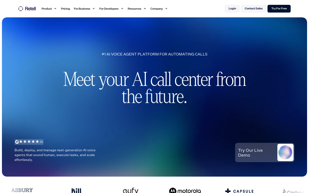 Screenshot of Retell AI